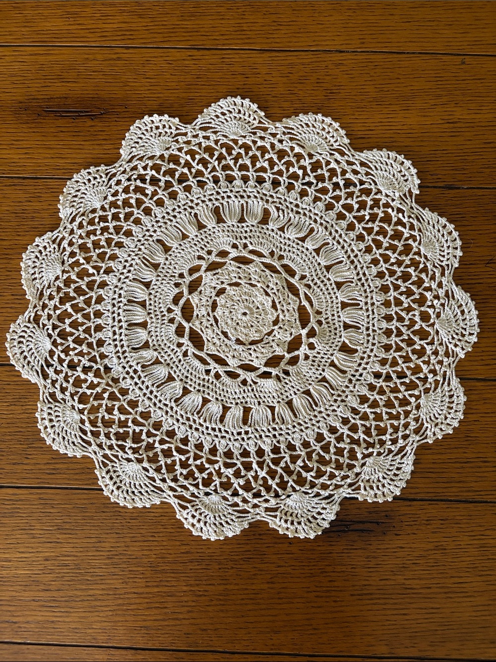 Handmade Crochet Doily Table Accent - Cream